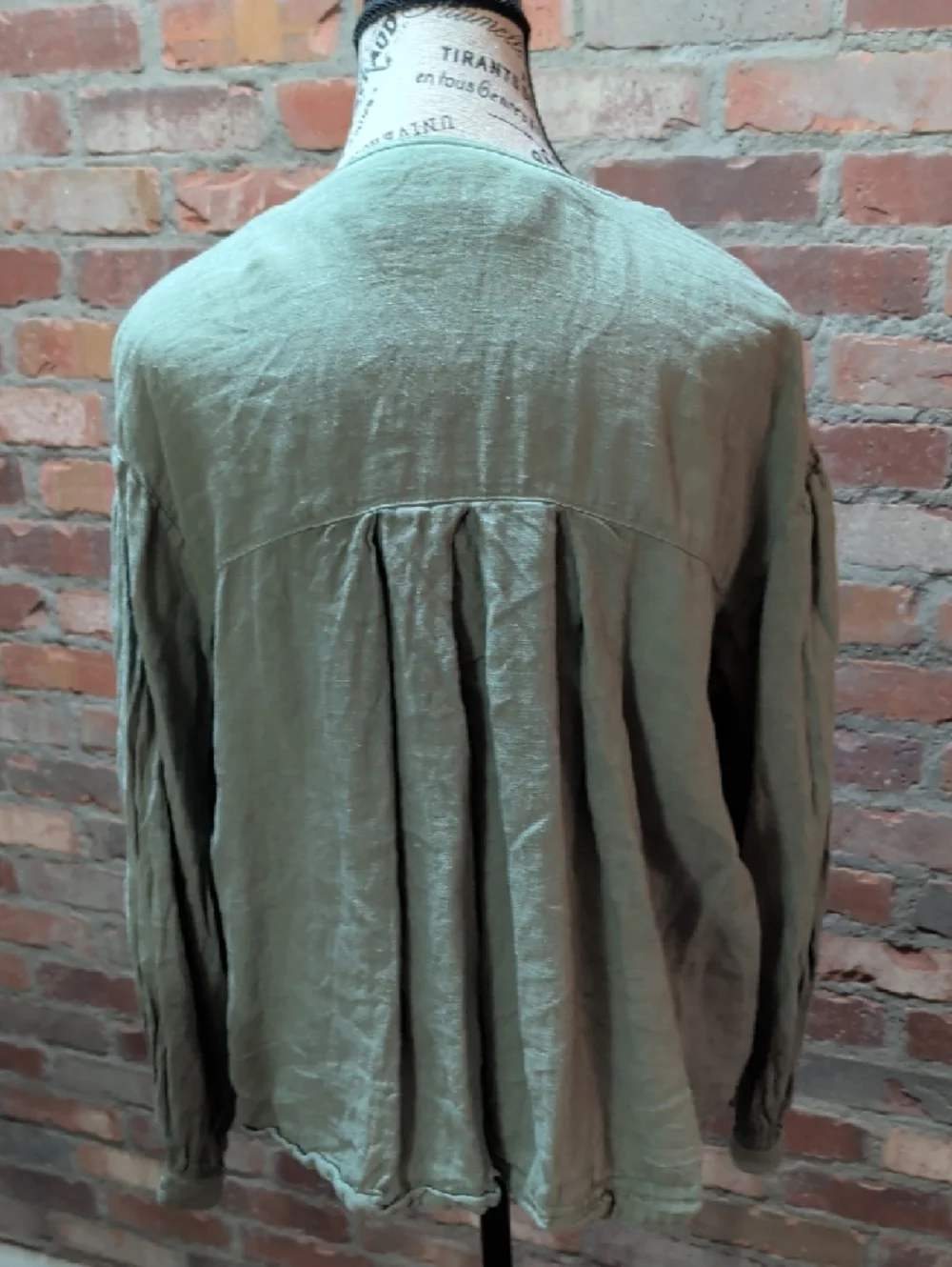 Zara Olive Green Lightweight Linen-Blend Top - Picture 3 of 9
